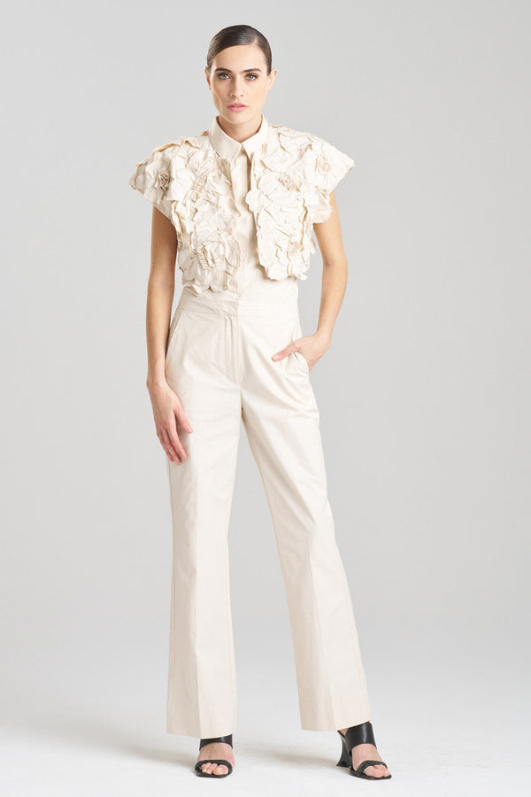 natori Tech Cotton Taffeta Embroidered Bolero Cream