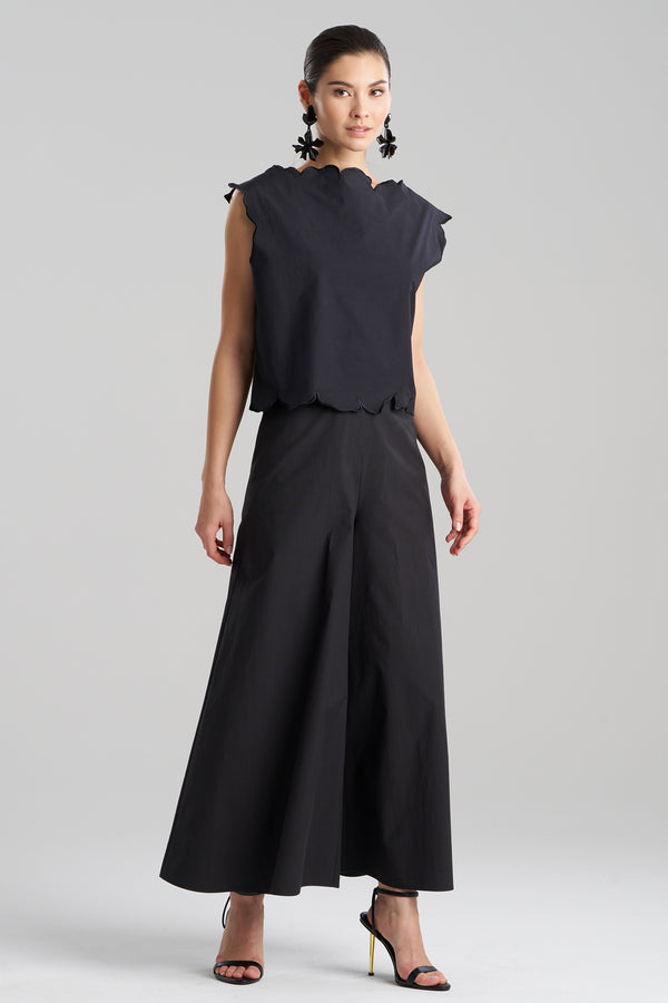 natori Tech Cotton Taffeta Embroidered Square Top Black