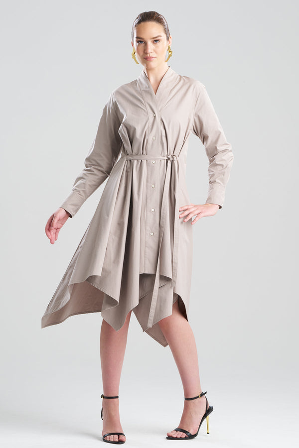 Natori Tech Cotton Taffeta Handkerchief Dress Taupe