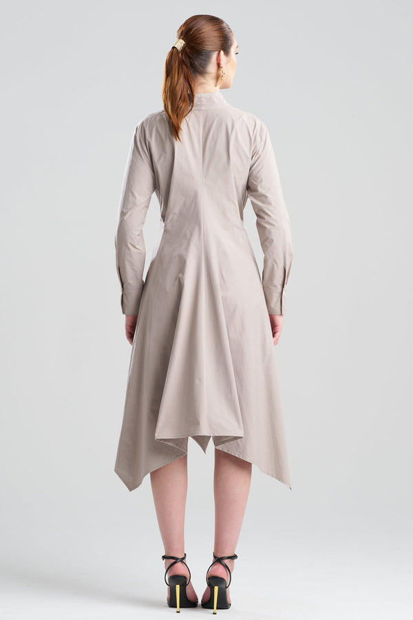 Natori Tech Cotton Taffeta Handkerchief Dress Taupe