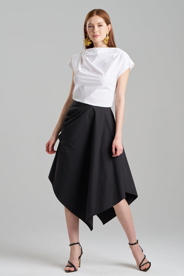 Natori Tech Cotton Taffeta Origami Asymmetrical Skirt Black