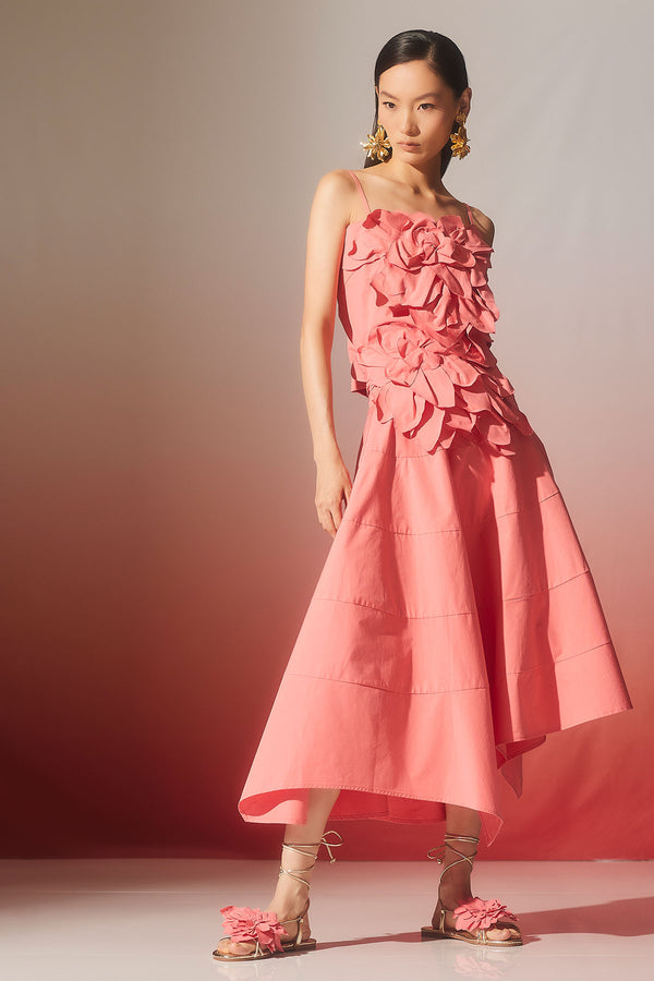 Natori Tech Cotton Taffeta Origami Spiral Skirt Flamingo Pink