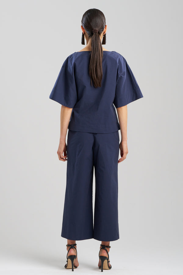 Natori Tech Cotton Taffeta Origami Top Midnight Navy