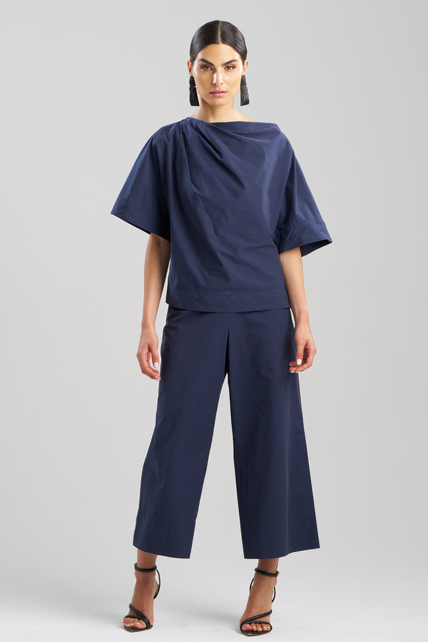 natori Tech Cotton Taffeta Origami Top Midnight Navy