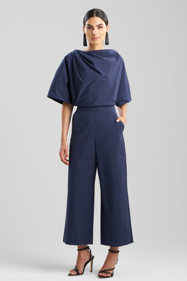 Natori Tech Cotton Taffeta Pull Over Cropped Pants Midnight Navy