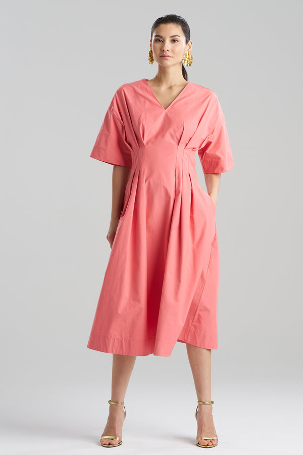 Natori Tech Cotton Taffeta V-Neck Dress Flamingo Pink
