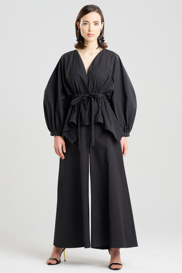 Natori Tech Cotton Taffeta Voluminous Sleeve Jacket Black