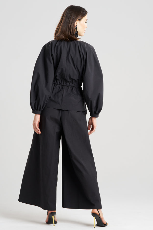 Natori Tech Cotton Taffeta Voluminous Sleeve Jacket Black