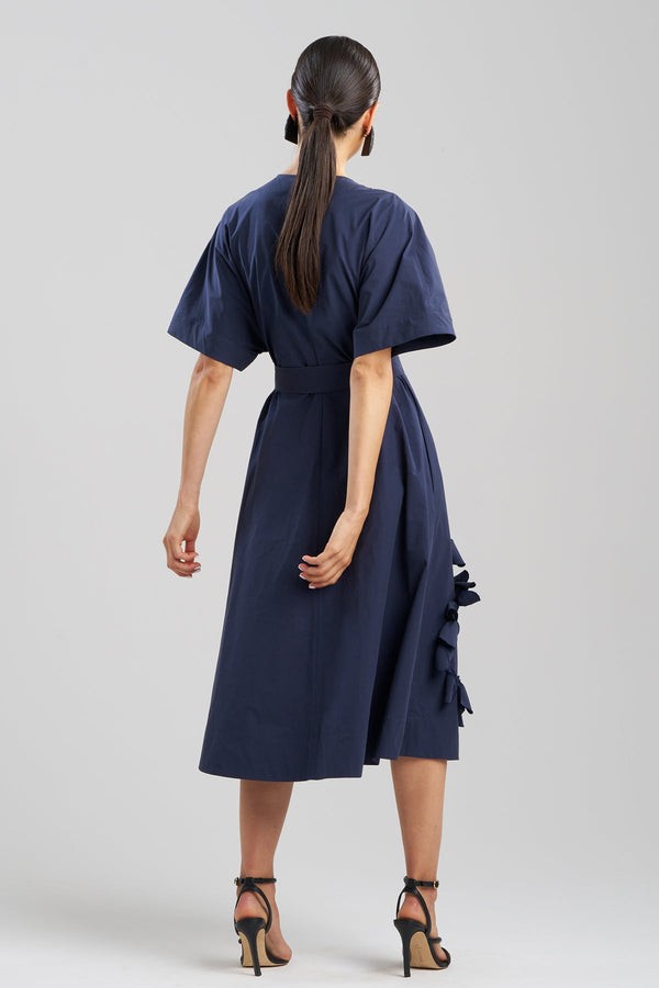 Natori Tech Taffeta Embroidered Kimono Dress Midnight Navy