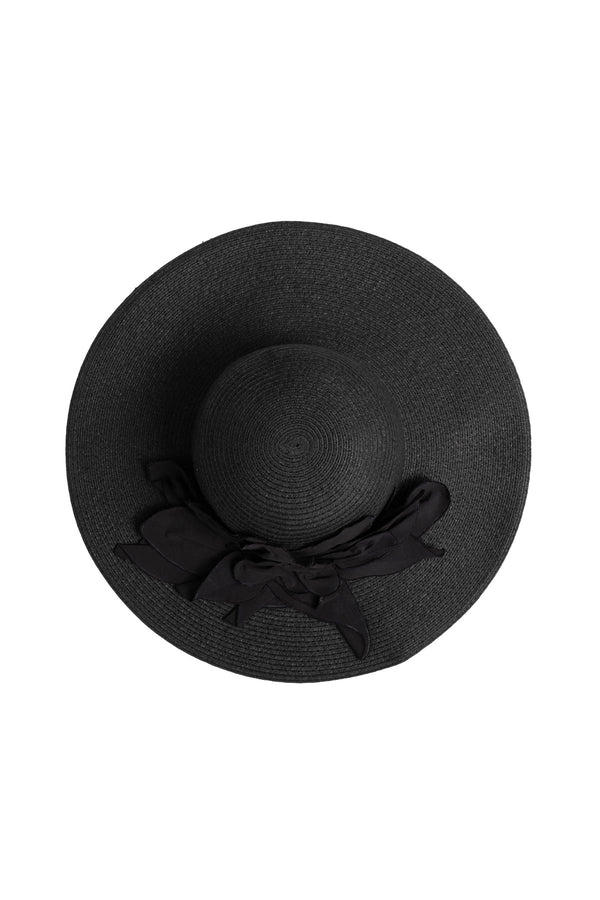 Natori Techno Poplin Cut-Out 3D Applique Straw Hat Black