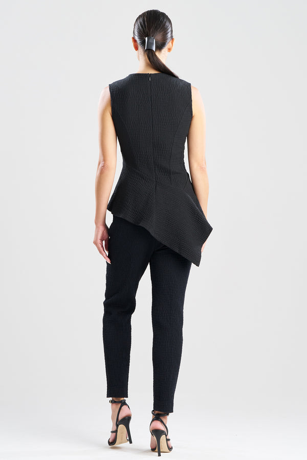 Natori Textured Cotton Jacquard Asymmetric Top Black