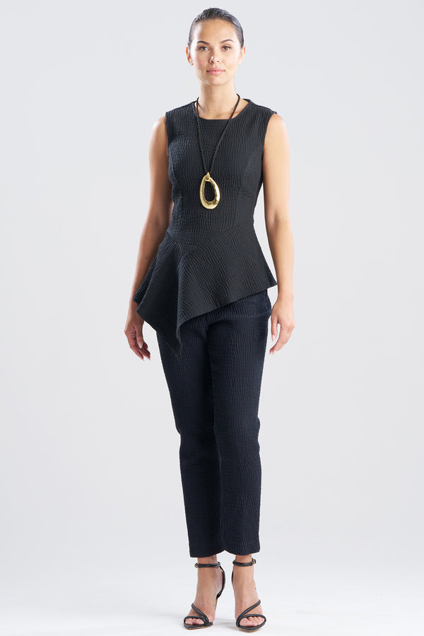 natori Textured Cotton Jacquard Asymmetric Top Black