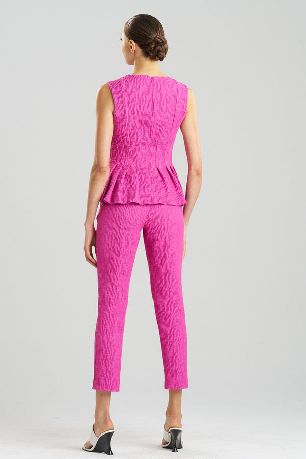 Natori Textured Cotton Jacquard Peplum Top Bright Berry