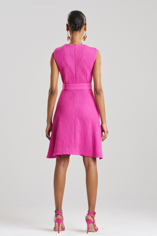 Natori Textured Cotton Jacquard Sleeveless Dress Bright Berry