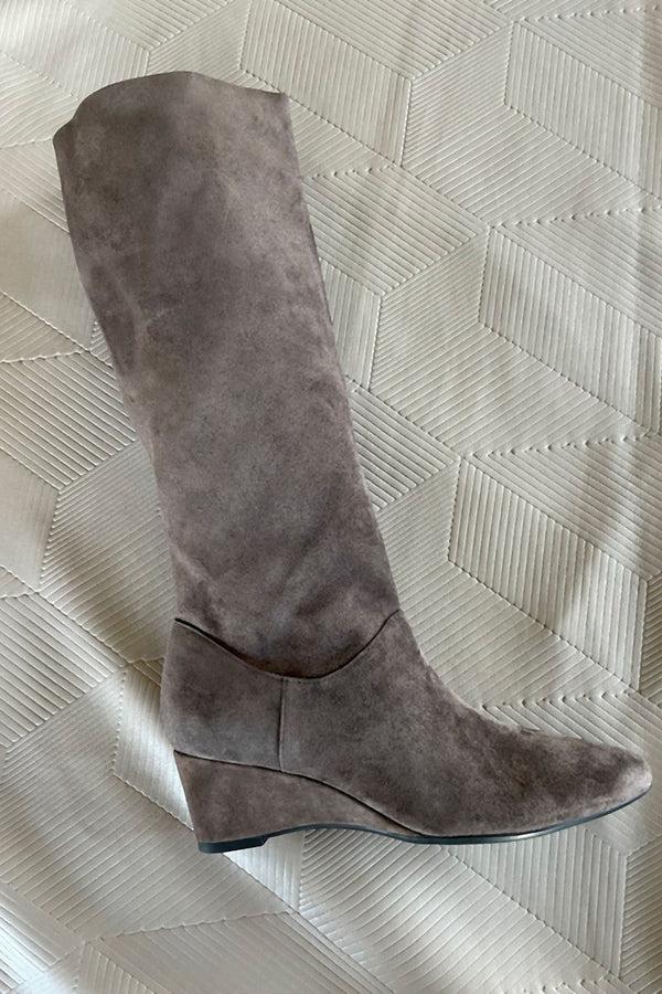 Natori Thrill Suede Contour Wedge Tall Slouch Boot Truffle