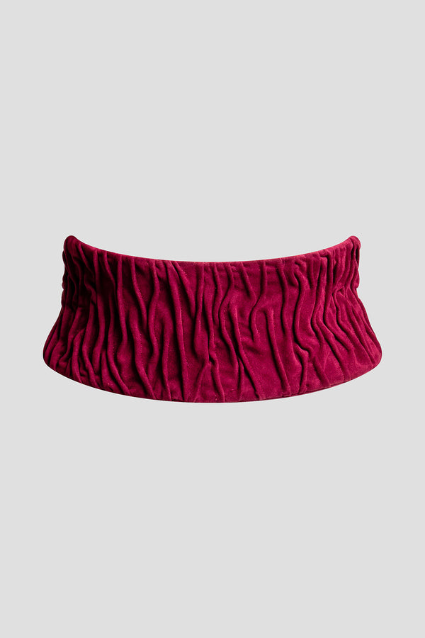 natori Vegan Luxe Suede Texture Embroidered Obi Belt Ruby