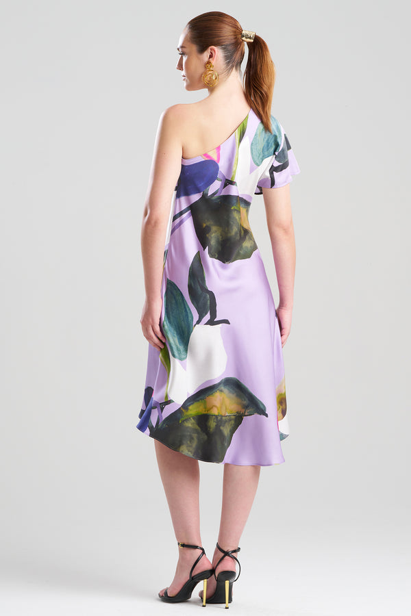 Natori Yoru Silk Twill One Shoulder Dress Deep Orchid