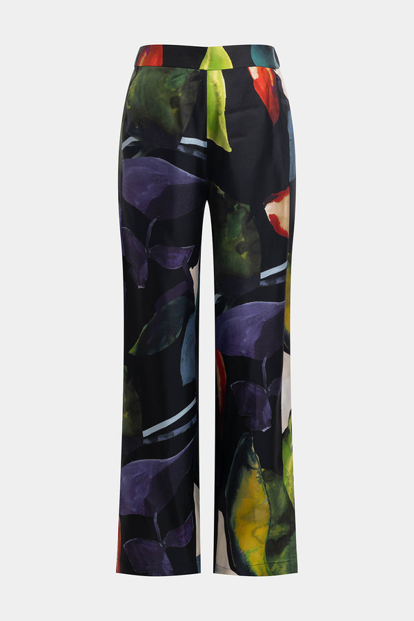 Natori Yoru Silk Twill Wide Pull On Pants Black Deep Orchid