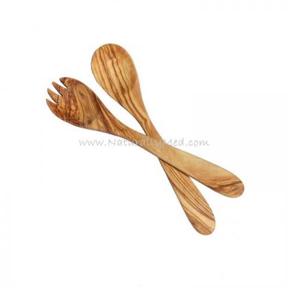 naturally med Olive Wood Salad Servers – 12″