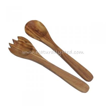 naturally med Olive Wood Salad Servers – 8″