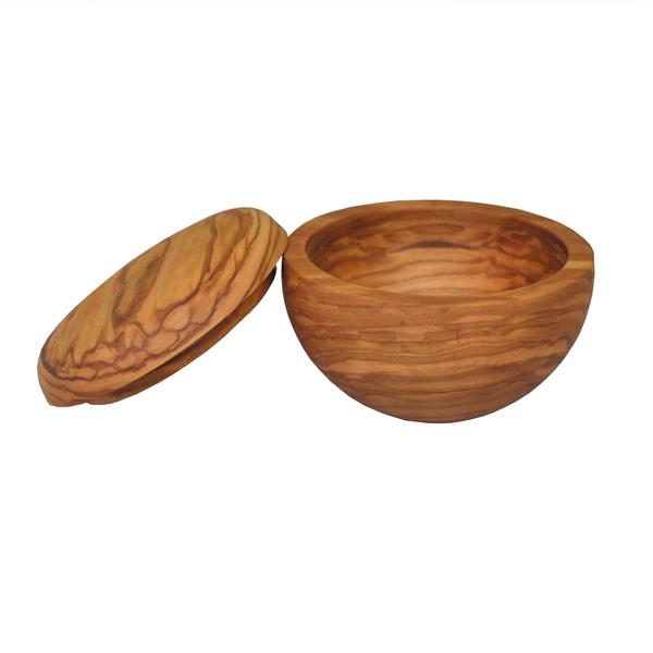 Naturally Med Olive Wood Salt Cellar With Lid