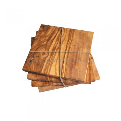 Naturally Med Olive Wood Square Coasters – Set Of 4