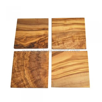 Naturally Med Olive Wood Square Coasters – Set Of 4