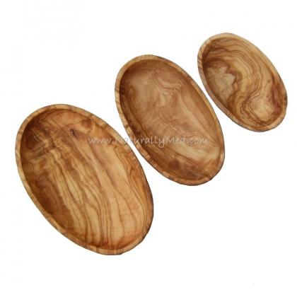 Naturally Med Olive Wood Stackable Oval Dishes