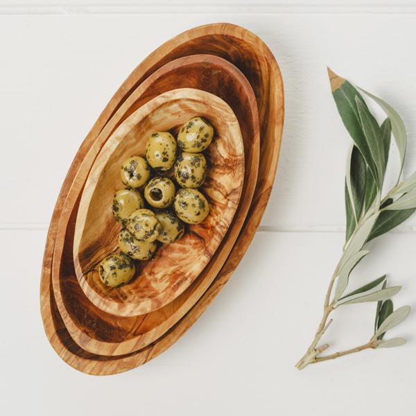 naturally med Olive Wood Stackable Oval Dishes