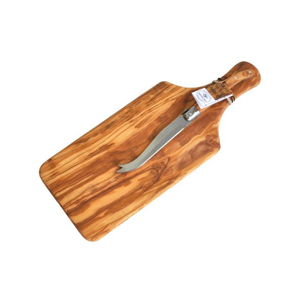 Naturally Med Olive Wood Cheese Board And Cheese Knife Gift Set