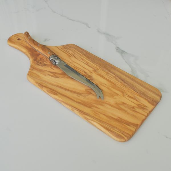 naturally med Olive Wood Cheese Board and Cheese Knife Gift Set