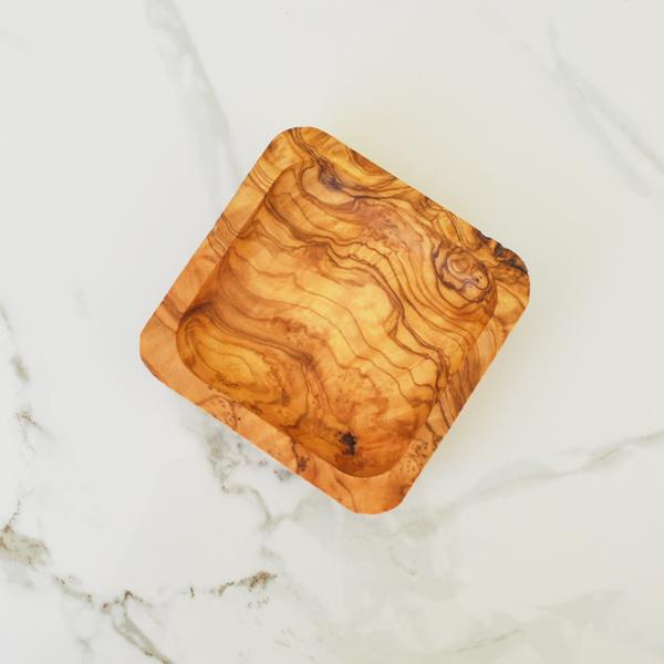 Naturally Med Olive Wood Dipping Bowl – Square – Large – 4.25″