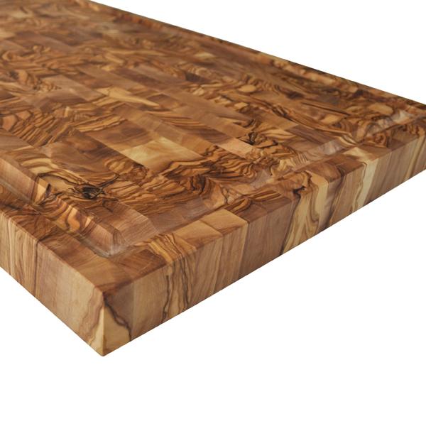 Naturally Med Olive Wood End Grain Butchers Block With Juice Groove – 18″ X 12″