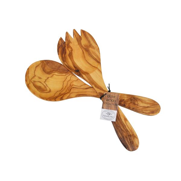 Naturally Med Olive Wood Extra-Wide Paddle Salad Servers – 10″