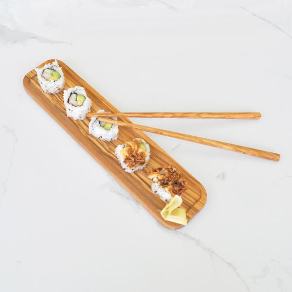 naturally med Olive Wood Gift Set Sushi Board and Chopsticks