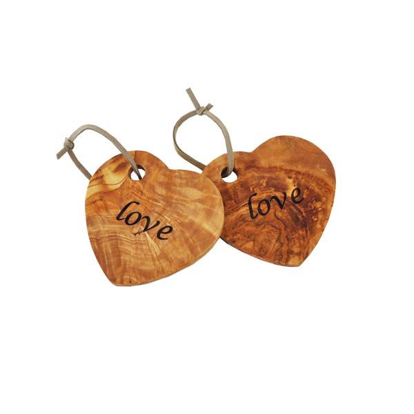 naturally med Olive Wood Heart Coaster / Decoration – Love