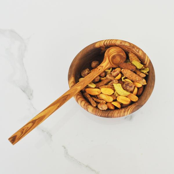 naturally med Olive Wood Long-Handled Ice Tea / Cocktail Spoon – 8″