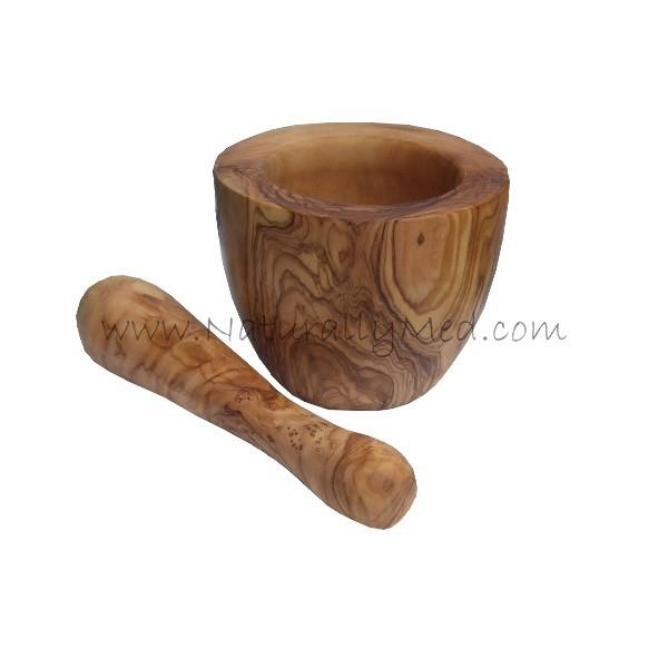 Naturally Med Olive Wood Mortar And Pestle – Smooth Style