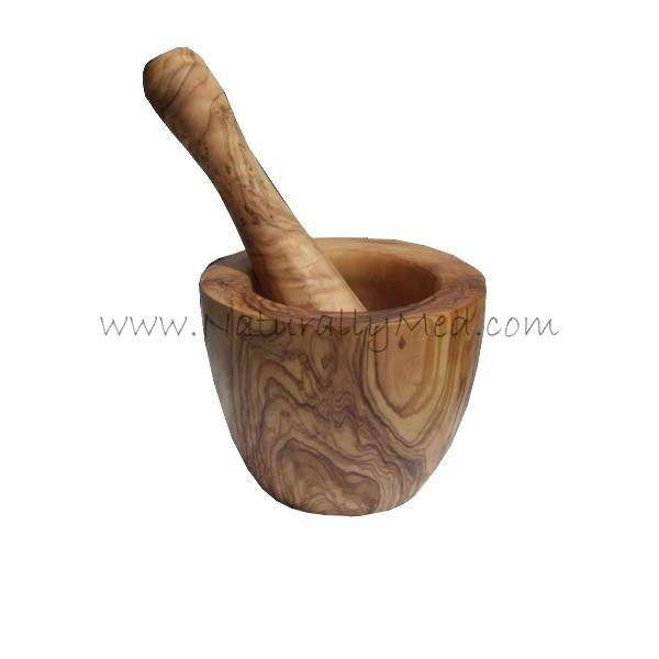 naturally med Olive Wood Mortar and Pestle – Smooth Style
