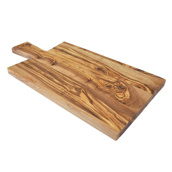 Naturally Med Olive Wood Rectangle Cutting Board With Handle – Large – 16″ X 8″