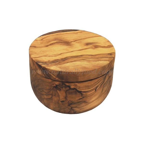 Naturally Med Olive Wood Salt Cellar With Magnetic Pivoting Lid