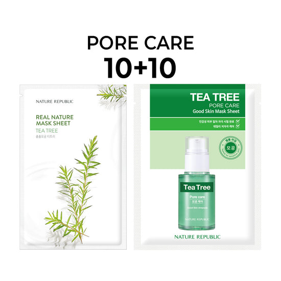 nature republic [10+10] Pore Care Mask Sheet Set (Real Nature Tea Tree 10 + Good Skin Tea Tree 10)
