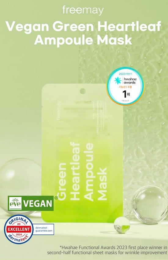 Nature Republic FREEMAY-Vegan Green Heartleaf Ampoule Mask Sheets (10sheets)