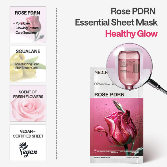 Nature Republic [MEDIHEAL] Rose PDRN Essential Mask - Healthy Glow 10pcs