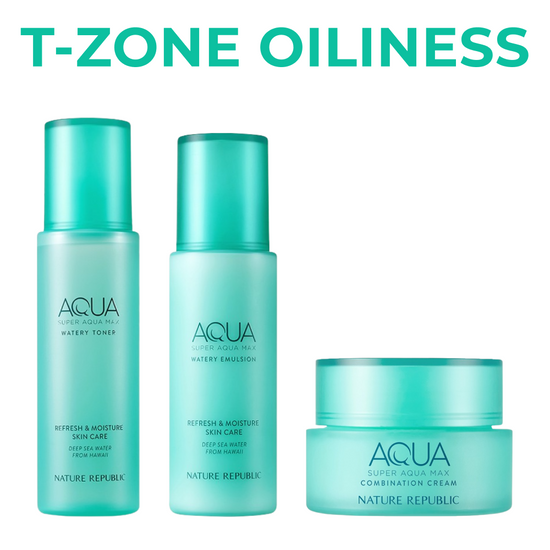 Nature Republic [T-Zone Oily] SUPER AQUA MAX ESSENTIAL SET (TONER EMULSION & COMBINATION WATERY CREAM)(NEW)