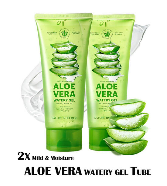 nature republic [VEGAN BEAUTY] [2X] Mild & Moisture ALOE VERA Watery Gel (Tube)