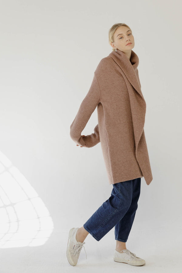 natyoural Alpaca and wool cabanne with hood | Sustainable Knitwear | Natyoural