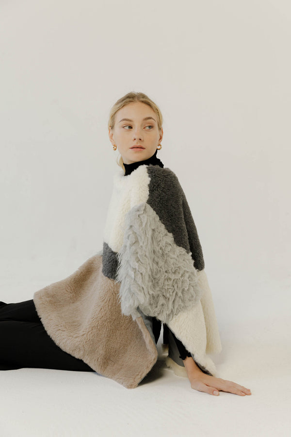 Natyoural Baby Alpaca Patchwork Poncho | Sustainable Clothing | Natyoural