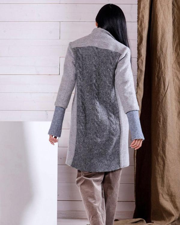 Natyoural Double Breasted Coat With Knit Merino Wool Sleeves | Natyoural