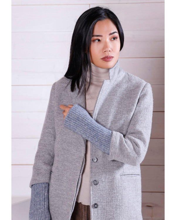 Natyoural Double Breasted Coat With Knit Merino Wool Sleeves | Natyoural